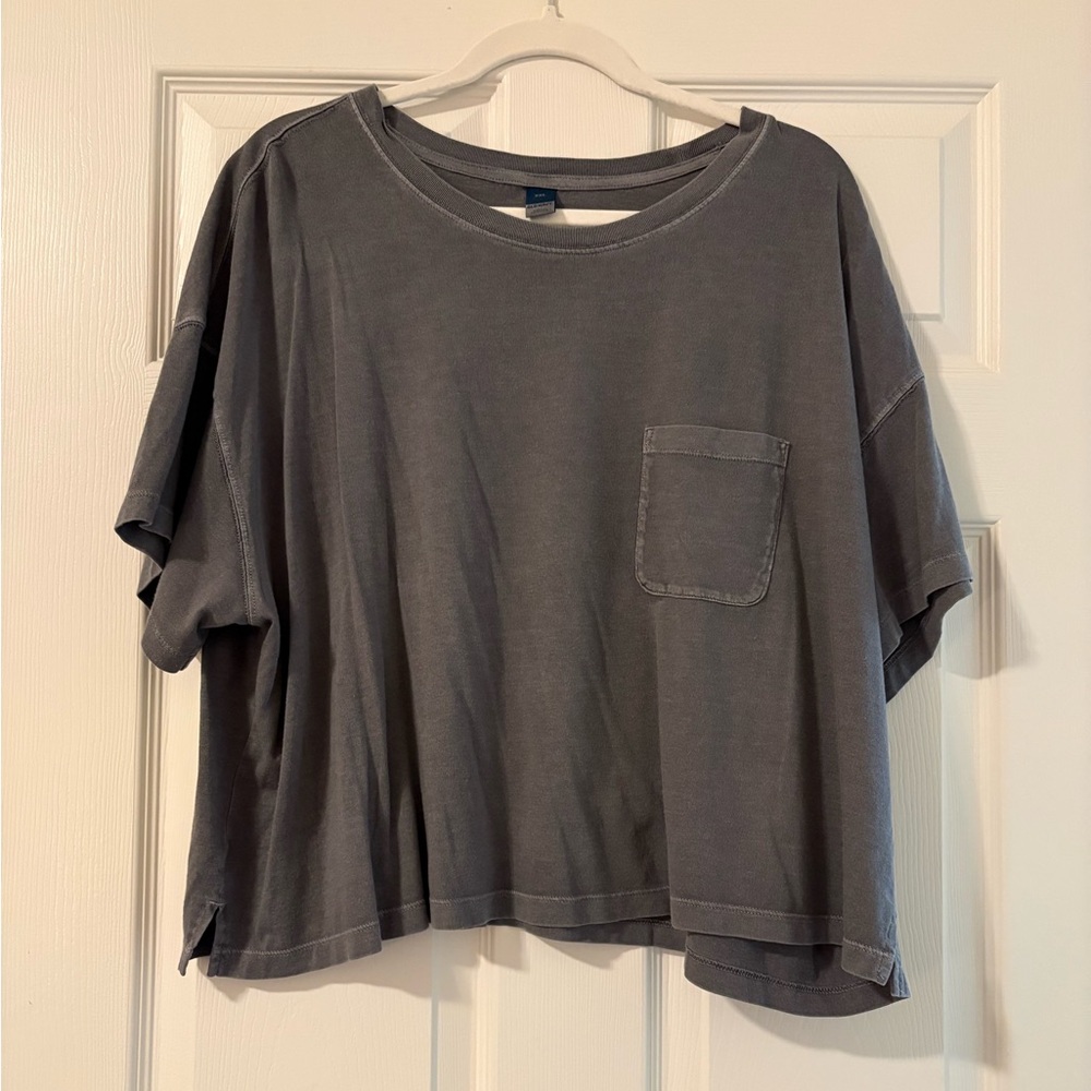 Gray cropped T-Shirt with Pocket